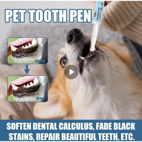 2pcs/set Dog Cat Oral Grooming Tools Kit Natural Non-toxic Formula Mild Dispel Tartar Fresh Breath Teeth Clean Pen Pet Supplies