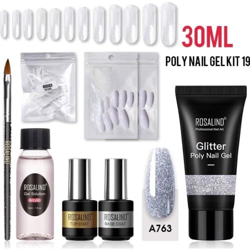 ROSALIND Poly Nail Gel Kit Nail Set For Manicure With UV LED Lamp Need Base Top Coat Hybrid Varnishes Cured Gel Lacquer Nail Art