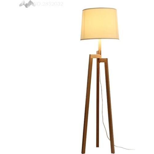 JW Modern European Style Solid Wood Floor Lamp Tripod Wooden Standing Light for Living Room Bedroom Cafe Home Lighting Fixtures