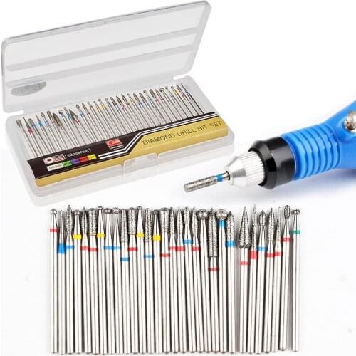 High Quality Pro 30Pcs/Set 3/32'' Alloy Nail Drill Bit UV Gel Polish Remove Electric Drill Manicure Pedicure File Tools