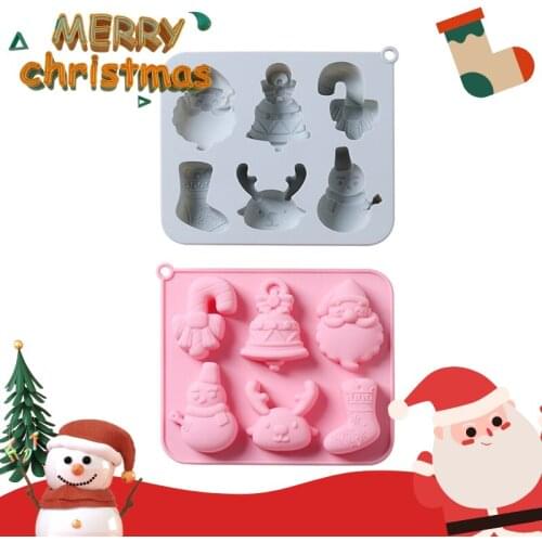 Christmas Chocolate Fudge Silicone Mold Snowman/Elk High Temperature Baking Mould DIY Food Supplement Cake Decoration Tool