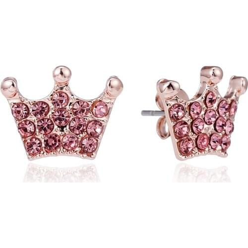 Seialoy Rose Gold Shiny Crown Earrings For Ladies Women Fine Stud Earrings Jewellery Girls Birthday Gift Anti Allergy
