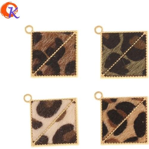 Cordial Design 50Pcs 24*24MM Jewelry Accessories/Charms/Square Shape/Leopard Print Effect/DIY Pendant/Hand Made/Earring Findings