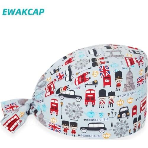 Scrub Cap Anime Printed Beauty Salon Nursing Hat Adjustable Scrubs Caps Dentist Caps Doctors and Nurses Surgicals Hats