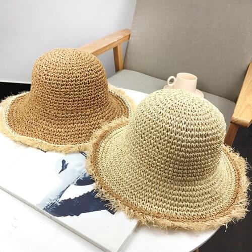 Summer Women Straw Sun Hats Crochet Knit Straw Hat Wide Wavy Brim Sunscreen Beach Cap Sunhat Beach Straw Sun Caps For Holiday