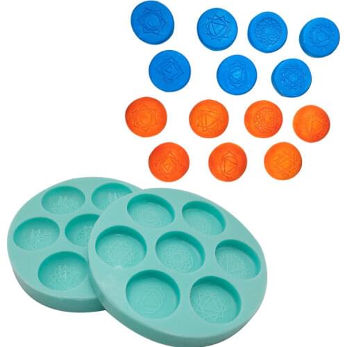 DIY Epoxy Resin Silicone Mold Seven Chakras Semi-circular Hemisphere Round Mirror Silicone Crystal Epoxy Silicone Mold Resin