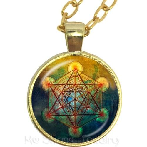 Supernatural Pentacle Necklace Glass Dome Art Picture Circle Jewelry Pray For Happiness Keep Talisman Sweater chain Gift