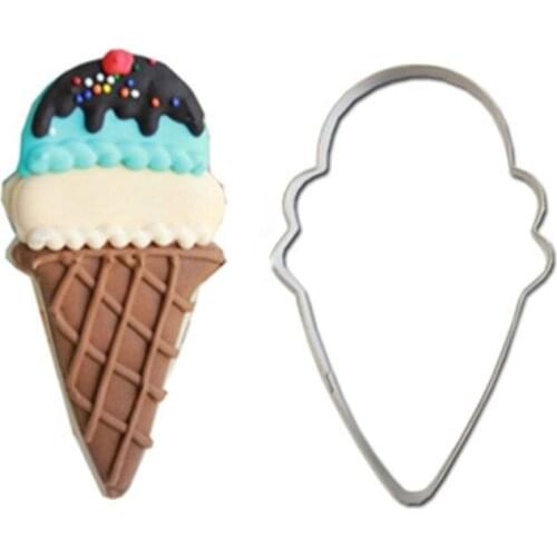 M17D 2pcs/set Stainless Steel Cupcake Ice Cream Cookie Stencils Pancake Biscuit Cutter Tools Baking Pastry Modelling Tools