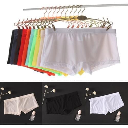 M-2XL Men Sexy Seamless Underwear Pants Transparent Boxershorts Male Mid-rise Mesh Slips Homme Panties Boxer Shorts
