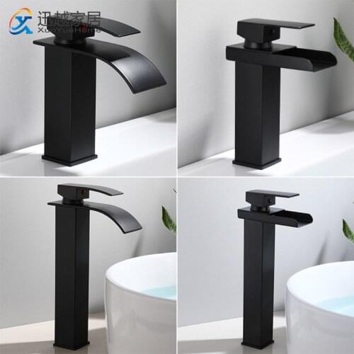 Waterfall Copper Above Under Counter Wash Basin Faucet Bathroom Vanity Cabinet Toilet Single Hole Black