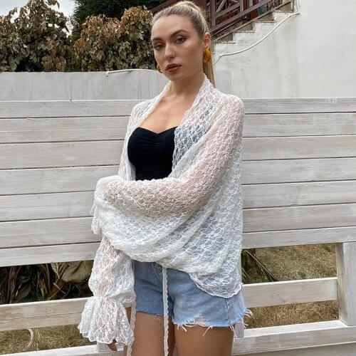 New Womens Lace Open Front Cardigan Lightweight Long Sleeve Dressy Shrug Summer Jacket Loose Casual Kimono Cover Up Rash Guards