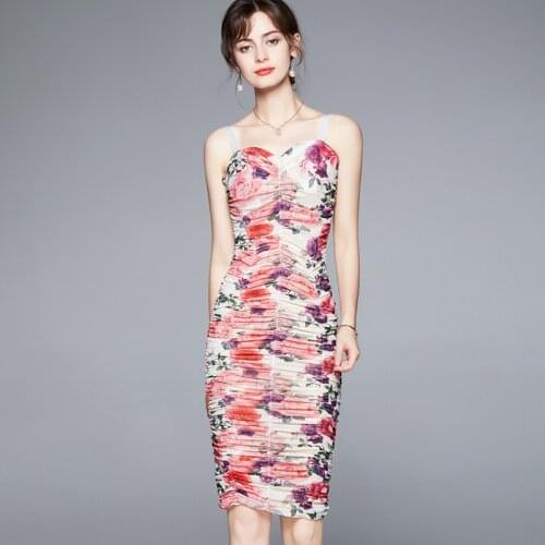 2021 Elegant Sexy Spring Dress Women Casual Backless Floral Print Dress for Bodycon Summer Party Holiday Style Dress Vestido
