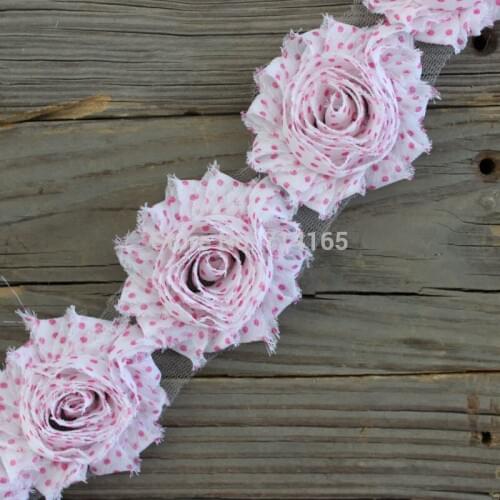 1yard DIY Dots shabby flower Chiffon Flower Shabby Rose Trim(D002)