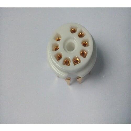 10pcs ceramic tube socket Small 9 pin tube socket GZC9-B-G golden foot for 12AX7 12AU7 ECC83 12AY7 12AZ7 12BH7 tube amplifier