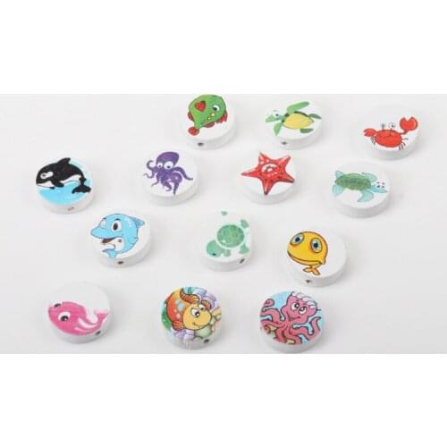 19mm 20pcs Mixed ocean Paintied Wooden Spacer Beads For kids Jewelry MT0365X