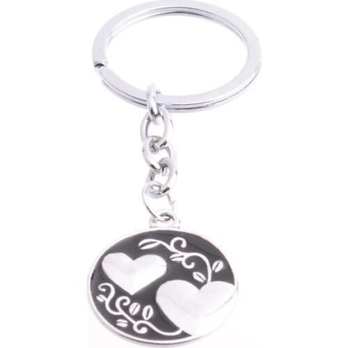36PC Double Heart Flower Keyrings Round Charm Pendant Keychains Women Girl Love Jewelry Family Best Friends Friendship Gifts Hot