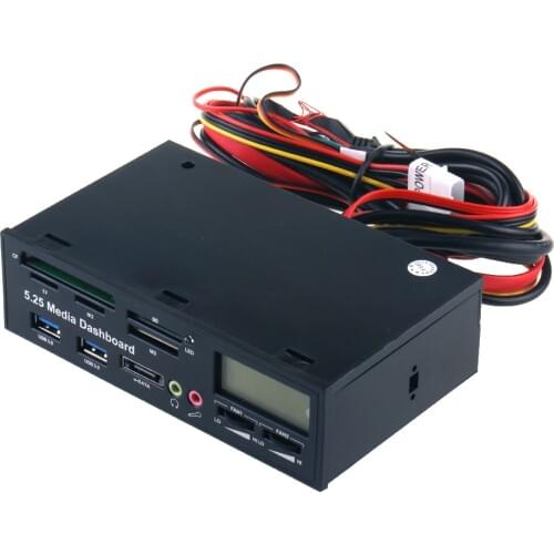 5.25" USB 3.0 e-SATA All-in-1 PC Media Dashboard Multi-function Front Panel Card Reader I/O Ports
