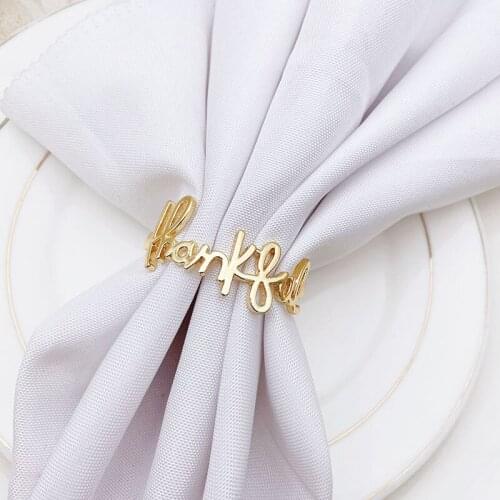 6PCS Creative Metal Mouth Wedding Table Decoration Curved Letter Napkin Buckle Metal Napkin Ring Napkin Ring Cloth Ring