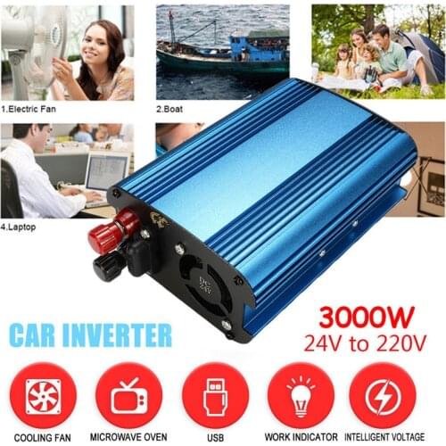 12V/24V to 220V 3000W/4000W Car Power Inverter Sine Wave USB Converter Solar Inverter Intelligent Voltage Display