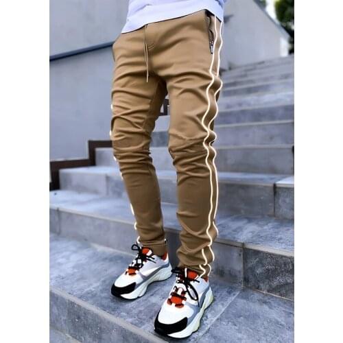 Mens Pants Multiple 3D Pockets Trousers Male Casual Drawstring Straight Street Style Reflective Baggy Pants