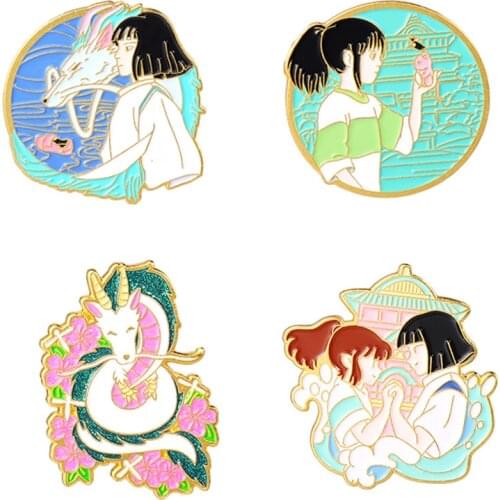 BG1417 Anime White Dragon Pin Enamel Pins Lapel Pins Badges Cartoon Jewelry Brooches Pin Clothes Decoration Gifts