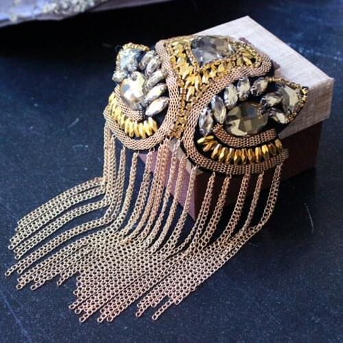 One piece breastpin tassels shoulder board mark knot Epaulet metal badges applique for clothing HE-2571