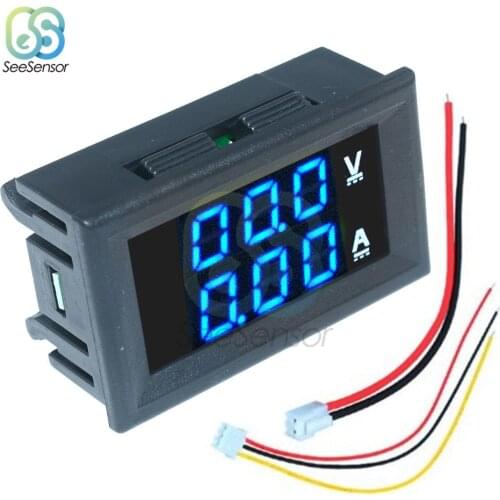 Mini Digital Voltmeter Ammeter DC 100V 200V 10A Panel Amp Volt Voltage Current Meter Tester 0.28" Blue Red Dual LED Display