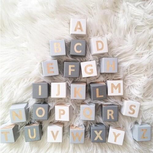 Wood Alphabet Number Blocks Set Kids Natural Wooden Letter Building Blocks Craft Early Learning Educational Toys Baby Room Decor