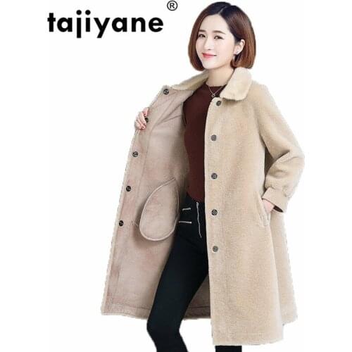 Double-faced Real Fur Fur Coat Wool Jacket Mink Fur Collar Winter Coat Women Clothes 2021 Korean Elegant Slim Long Coats ZT664