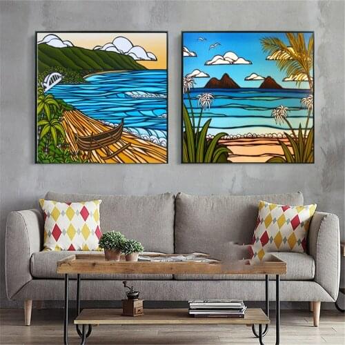 Hawaii Beach Pop Art Canvas Art Print Painting Poster Wall Pictures For Living Room Decor Home Decorative Frame