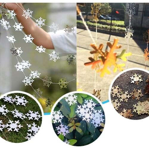 4M Snowflake String Decoration New Year Christmas Party Decoration Christmas Tree Holiday Snowflakes