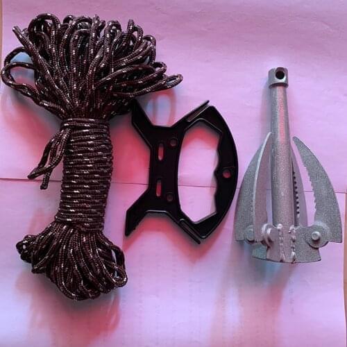Hot Rowing Boats Folding Anchor 4 Tines Compact Anchor Buoy Kit Marine Rope for Canoes Kayaks Sailboat Fishing Accessories #0810