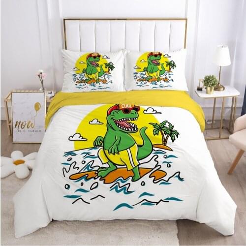 Cartoon Pink Elephant Bedding Set Duvet Cover Set King Queen Full Twin Size Children Kids Boys Girls Bed Linen Christmas Gift