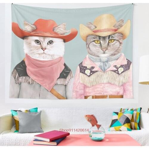 Cowboy Cats tapestry Blanket Tapestry Bedroom Bedspread Decoration