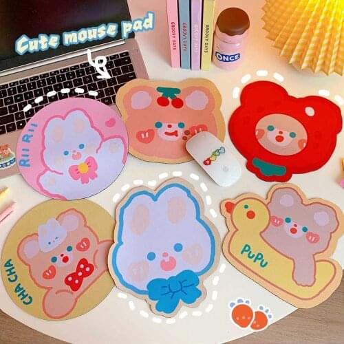 W&G Korean Bear Mouse Pad Mat Ins Thickened Small Kawaii Rubber Pad Cute Game Computer Non-slip Table Mat Keyboard Pad