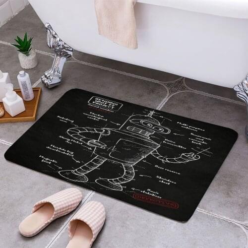 Bending unit 22 Black 3D Print Doormats Rectangle Non-Slip DoorMat Bedroom Kitchen Entrance Print Door rugs Dropshipping
