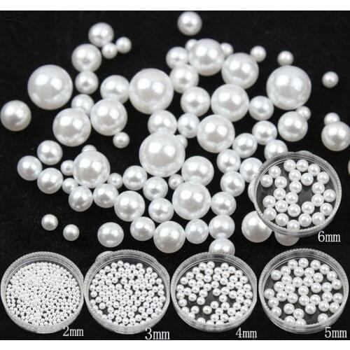 Round Pearls 500/1000pcs/pack Round Imitation Loose White Glue On Resin Beads DIY Jewelry Making Nails Art Hairpin Crafts Decor