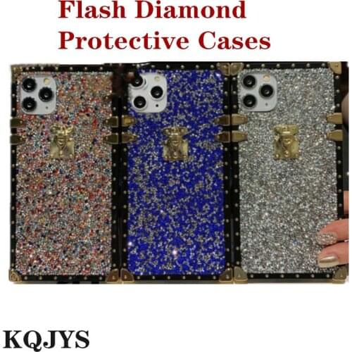 Square Silicone Back Covers for iPhone 7 8 Plus 11 X Xs XR Fashion Diamond Phone Cases for iPhone 11 Pro Max Accessory Cases