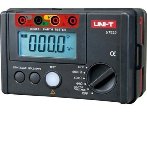 LCD High Precision Digital Earth Resistance Tester Digital Display 0-400V 0-4000 ohm Ground Earth Resistance UNI-T UT522