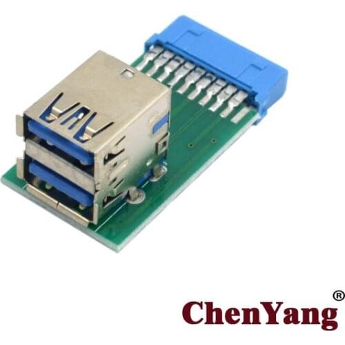 Chenyang Motherboard 20 Pin Box Header Slot to Vertical Dual USB 3.0 A Type Female Adapter PCBA