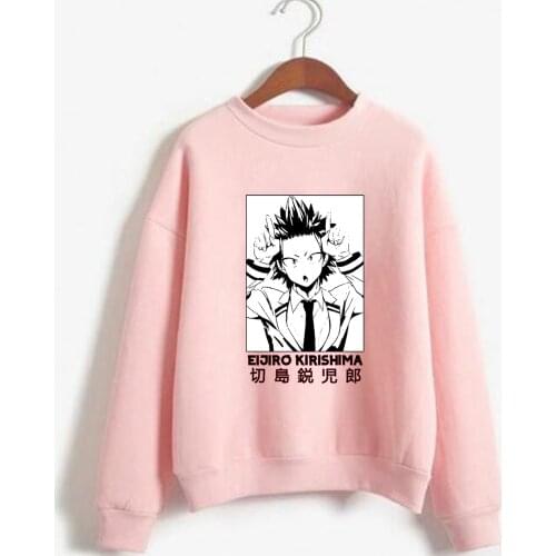 Japanese Anime Eijiro Kirishima Red Riot Printed Mens Hoodie Streetwear Casual Sweatshirts My Hero Academia Hoodies