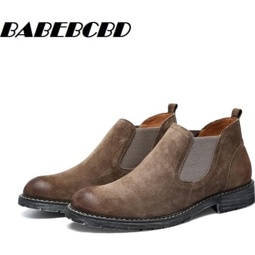 BABEBCBD 2020 Spring Martin boots for men leather ankle boots trend British style mens Chelsea boots high top casual shoes
