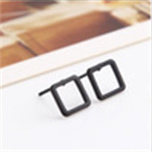 New Simple Trendy Black/Gold Color Square Stud Earring for Women Ear Piercings Fashion Jewelry Gifts Gifts