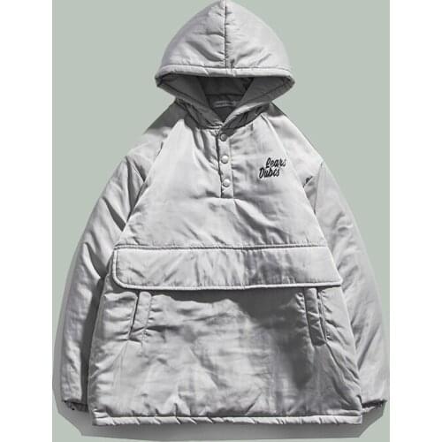 Hip Hop Anime Print Hooded Parka Mens Harajuku Streetwear Loose Couple Parkas 2021 Winter Thicken Keep Warm Unisex Jacket Coats