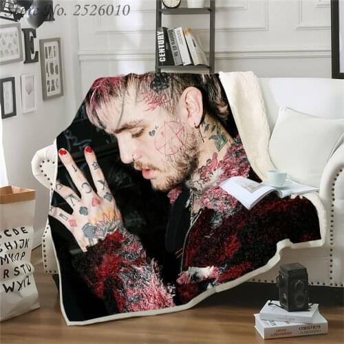 Throw Blanket Rapper Lil Peep 3D Velvet Plush Blanket Bedspread For Kids Girls Sherpa Blanket Couch Quilt Cover Travel 02