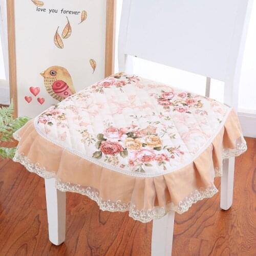 Floral Pattern Cushion With Lace Edge Thin Seat Mat Can Be Fixed On Chair U-shaped Seat Cushion Home Decor Cotton Sofa Pad Cheap