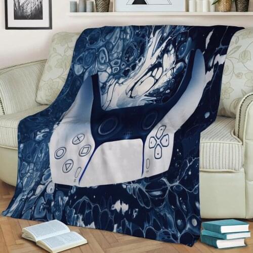 PS5 Controller Throw Blanket Print on Sherpa Blankets Soft for Sofa Customized DIY Plush Thin Quilt
