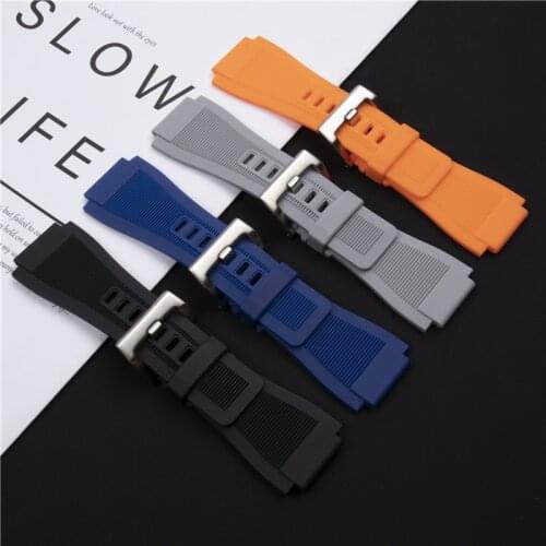 Top Quality 33mm*24mm Silicone Rubber Watchband For Bell & Ross Watch Strap For BR01 BR03 Series Bracelet Belt Pin Buckle Logo