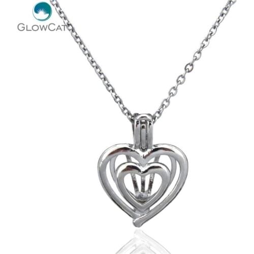 K81 Silver Sweet Heart Diffuser Locket Necklace Women 16" Stainless Steel Chain Aroma Essential Oil Diffuser Locket