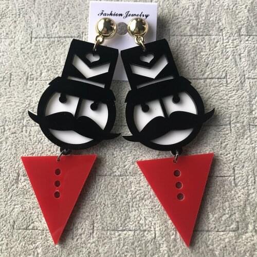 Personality Acrylic Big Black Beard Soldiers Drop Earrings For Women Geometric Punk Korean Style Long Dangle Earrings Jewelry